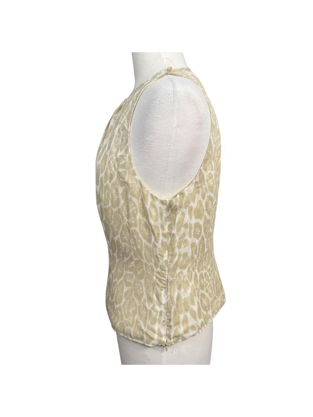 NWT Carlisle Beige White Animal Print Halter Neck Silk Blouse US 10 - Picture 6 of 12